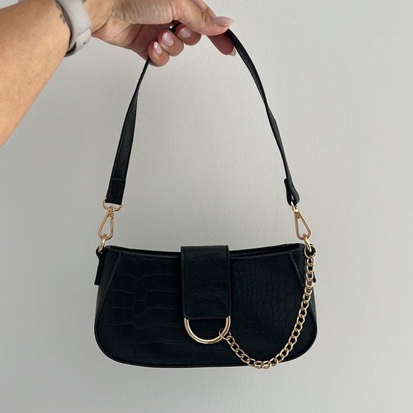 Black crocodile print bag - Picture 2 of 3